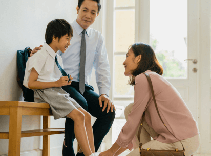 doctor and parent helping child